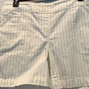 Westbound cream pinstripe mid rise shorts